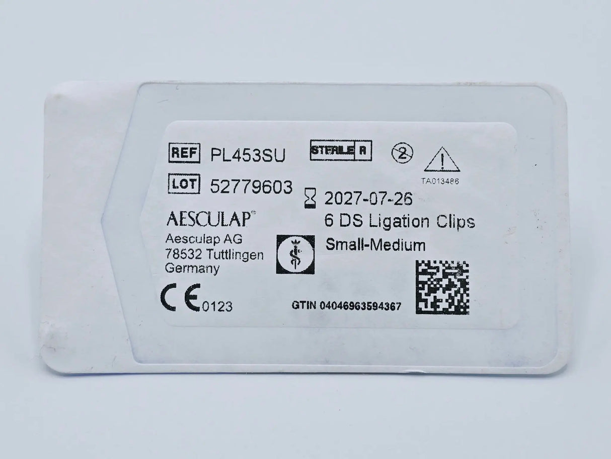 Aesculap PL453SU DS Single Fire Ligation Clips Small Medium 6 count NEW Primis Medical