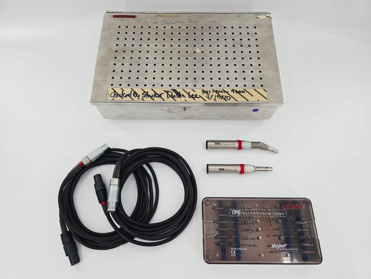 Stryker TPS Quantum Drill Set w/ Carbide Bur Set & Instrument Case Synthes Stryker