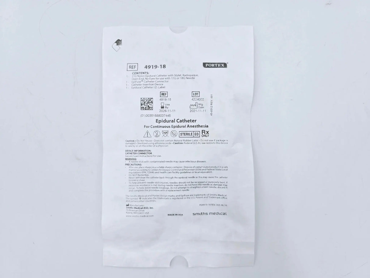 Portex 4919-18 Epidural Catheter Box of 10 Portex
