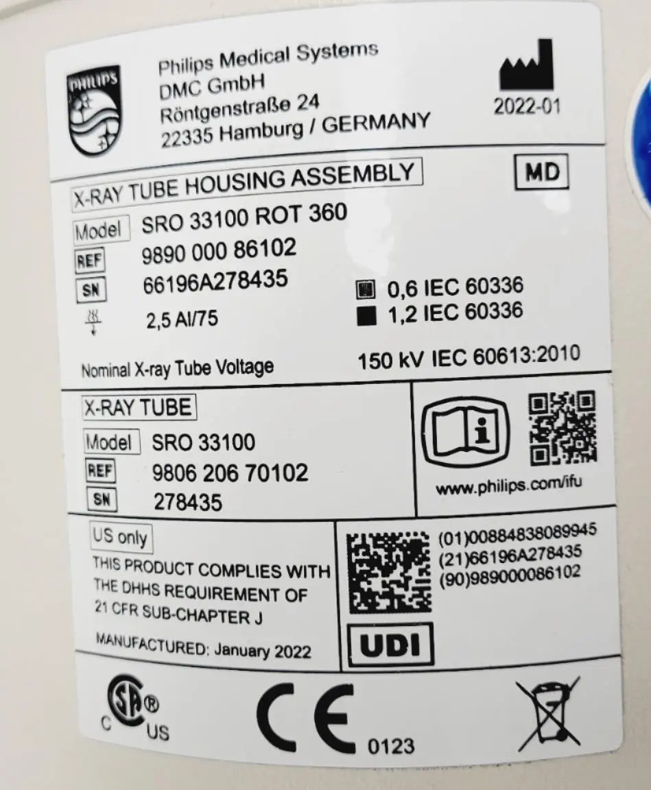 Philips 9890-000-86102 X-Ray Tube DOM: 01-2022 Philips