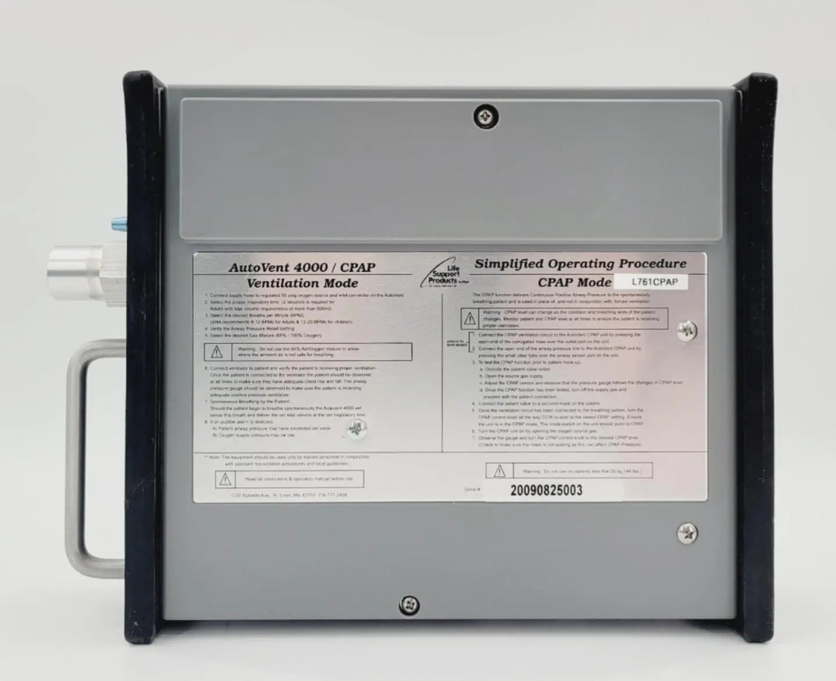 Allied L761CPAP AutoVent 4000 CPAP Transport Ventilation Mode Allied Medical