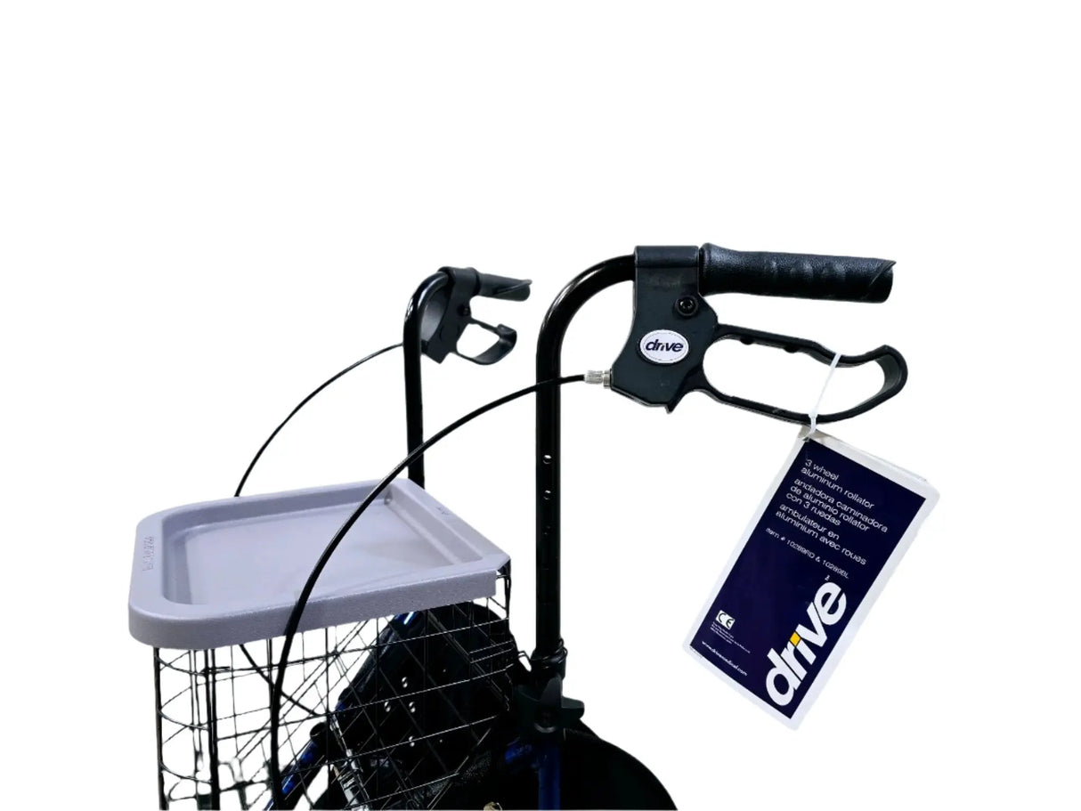 3-Wheel Walker Rollator w/ Basket Tray & Pouch Flame Blue (In store pick up) Drive