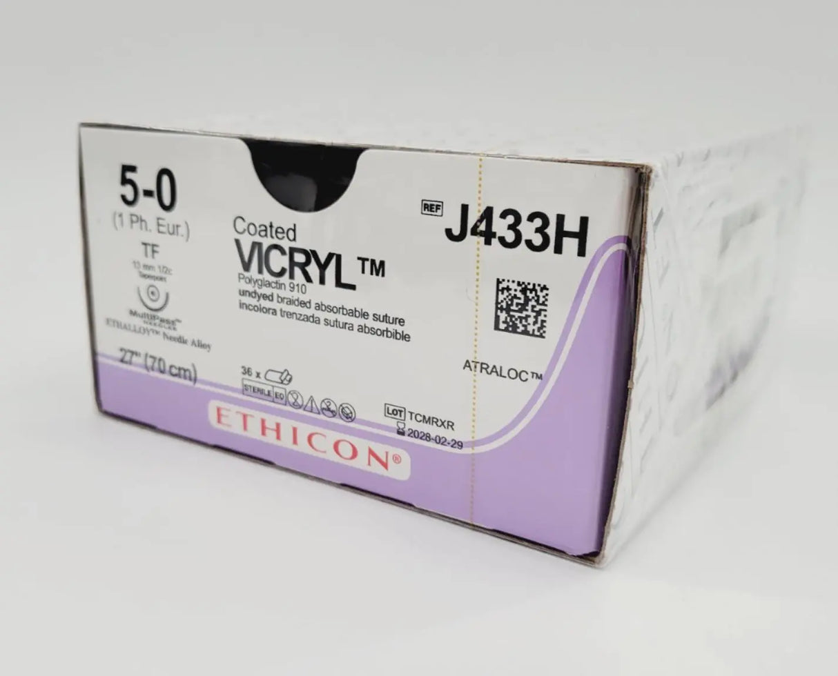Ethicon J433H 5-0 Coated Vicryl Undyed 1 x 27" TF 36 Box EXP 02-29-2028 Primis Medical