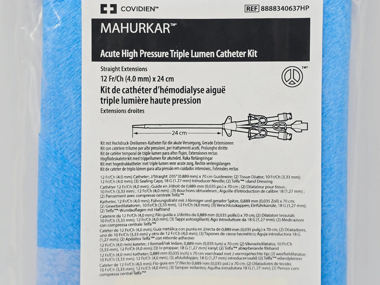 Covidien 8888340637HP Acute High Pressure Triple Lumen Catheter Kit 4.0mm x 24cm Primis Medical