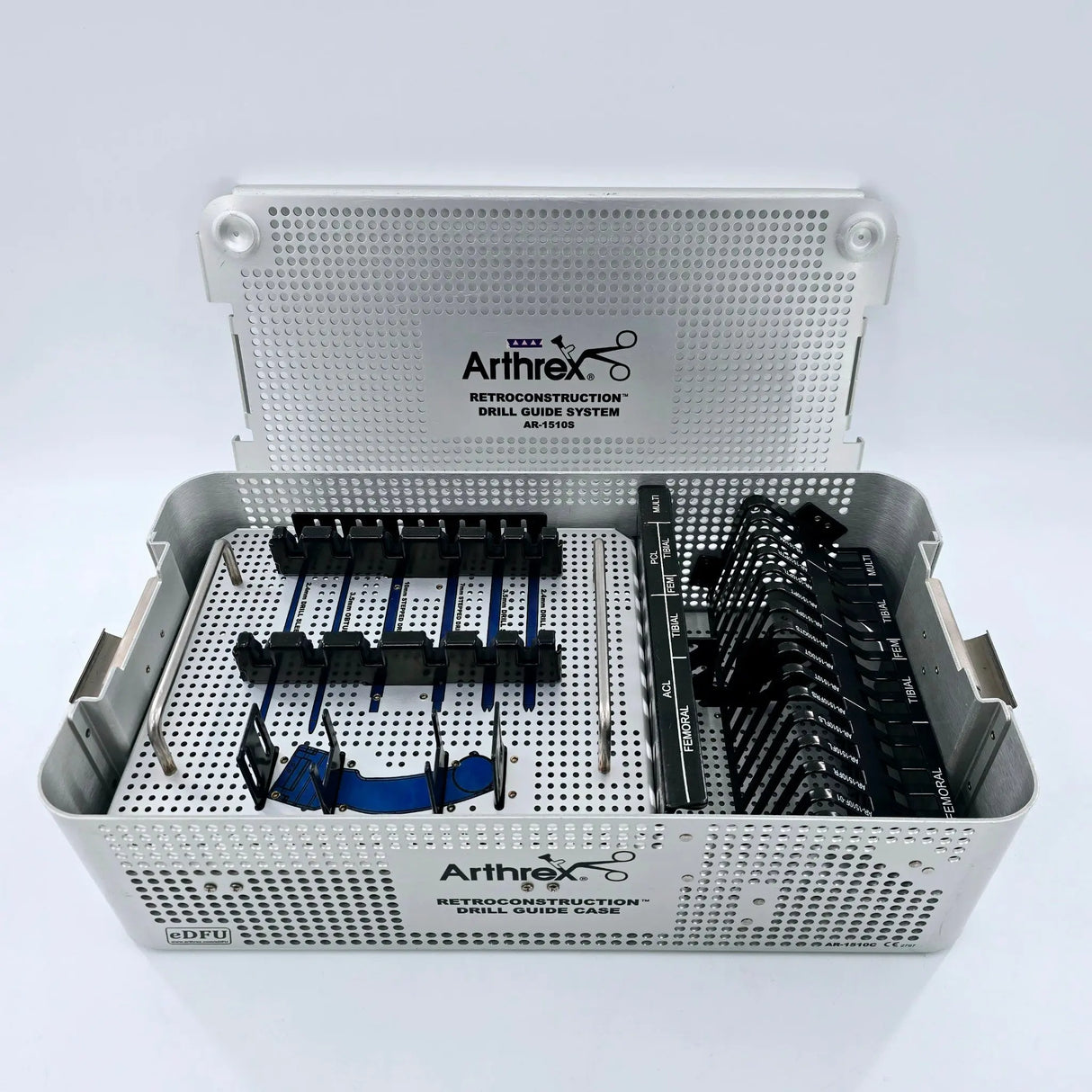 Arthrex AR-1510C Retroconstruction Drill Guide System Sterilization Case 18-1/2" Arthrex