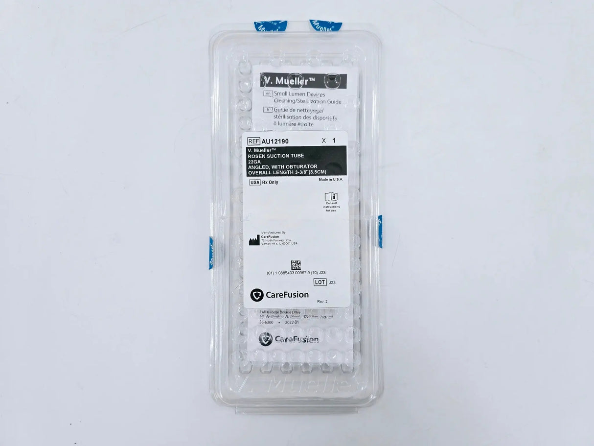 V. Mueller AU12190 Rosen Suction Tube 22Ga. Angled, w/ Obturator 3-3/8" V. Mueller