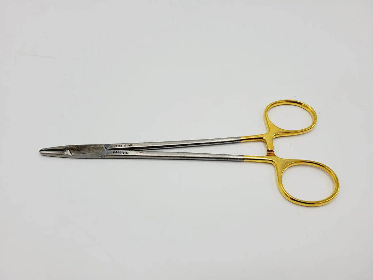 Jarit 121-140 Mayo-Hegar Needle Holder Forceps w/ Carb-Bite Serrated Jaws 7-1/4" Jarit