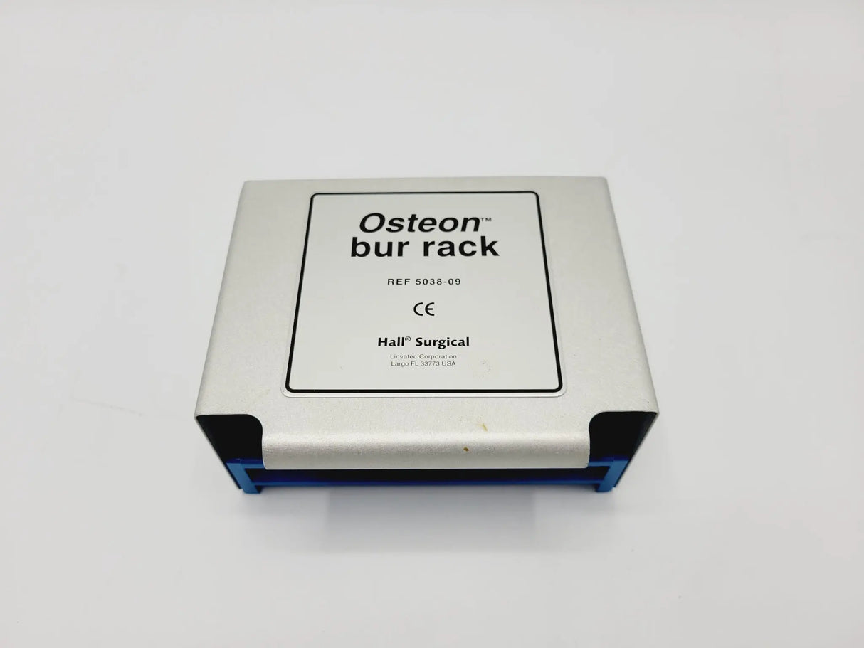 Hall Linvatec 5038-09 Osteon Bur Rack w/ 26 Zimmer 5056 Fluted Burs 5-1/2" Primis Medical