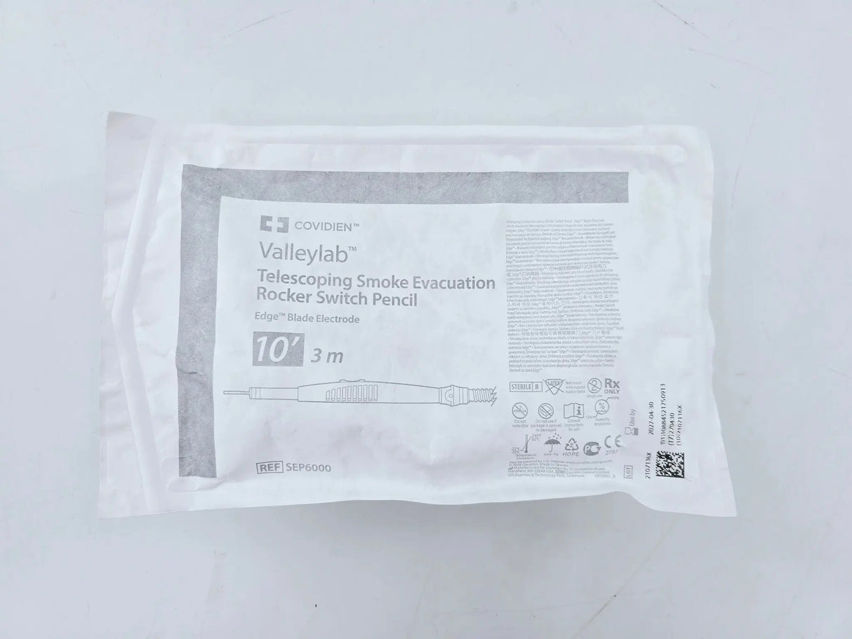 Covidien SEP6000 Valleylab Telescoping Smoke Evacuation Rocker Switch Pencil Edge Blade Electrode 10' Covidien