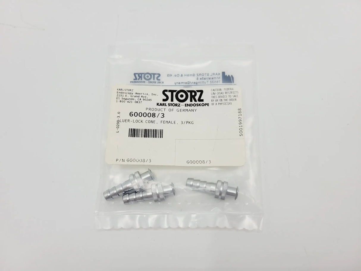 Storz 600008/3 Female Leur-Lock Cone 3-Pack 1" Karl Storz