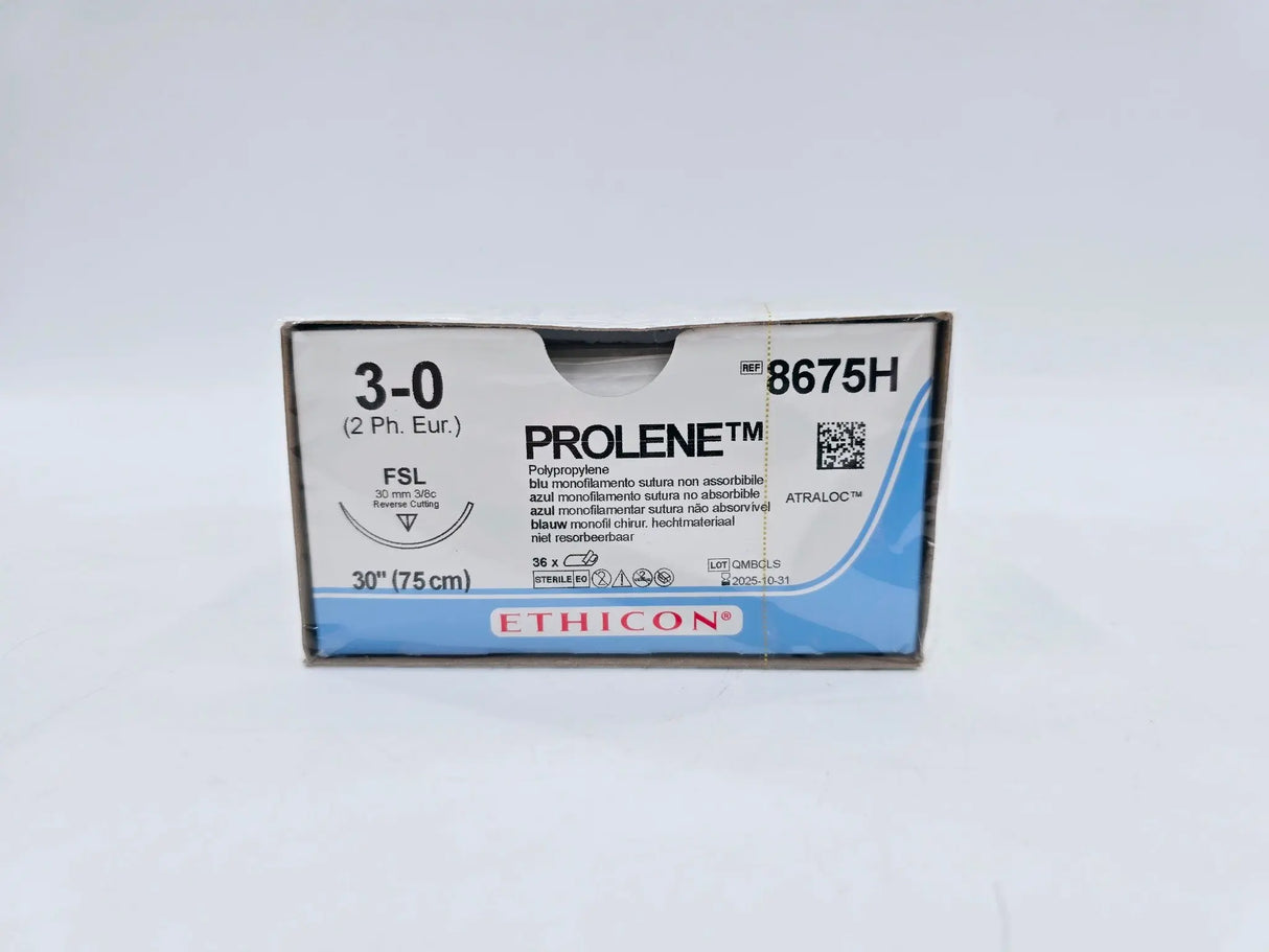 Ethicon 8675H 3-0 PROLENE BLUE 1X30" FSL Box of 36 Ethicon