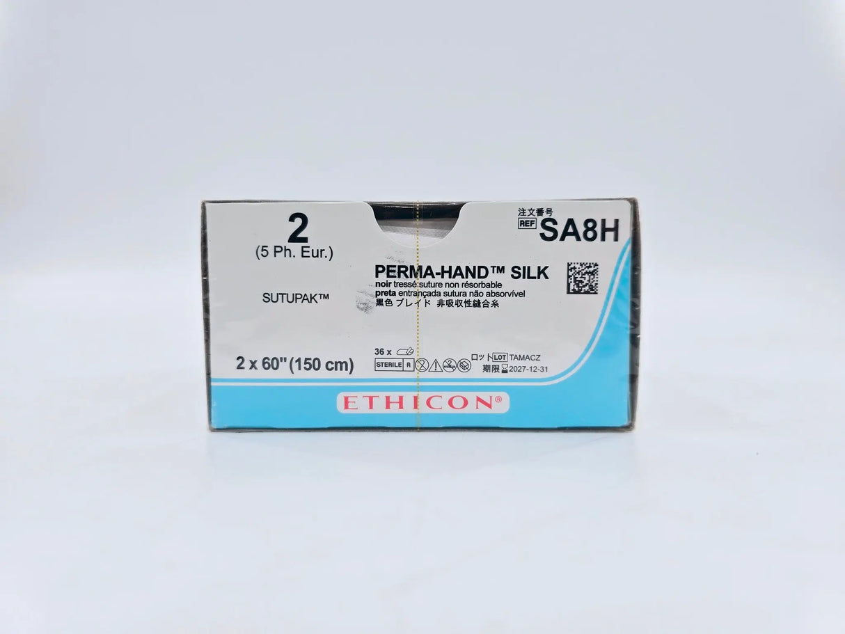 Ethicon SA8H 2 PERMA HAND BLACK 2X60" TIE Box of 36 Ethicon