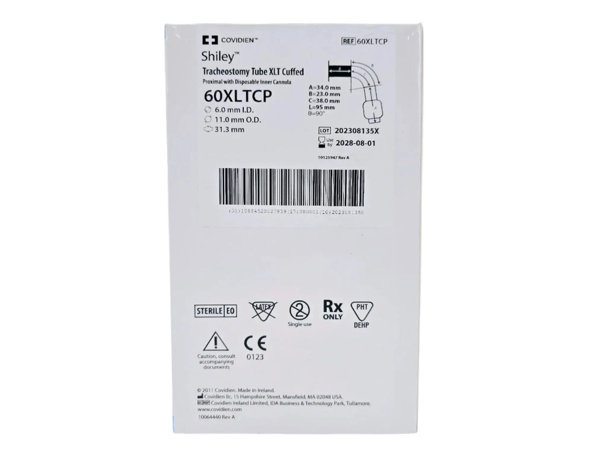 Covidien 60XLTCP Tracheostomy Tube XLT Cuffed Proximal w/ Disposable Inner Cannula Covidien