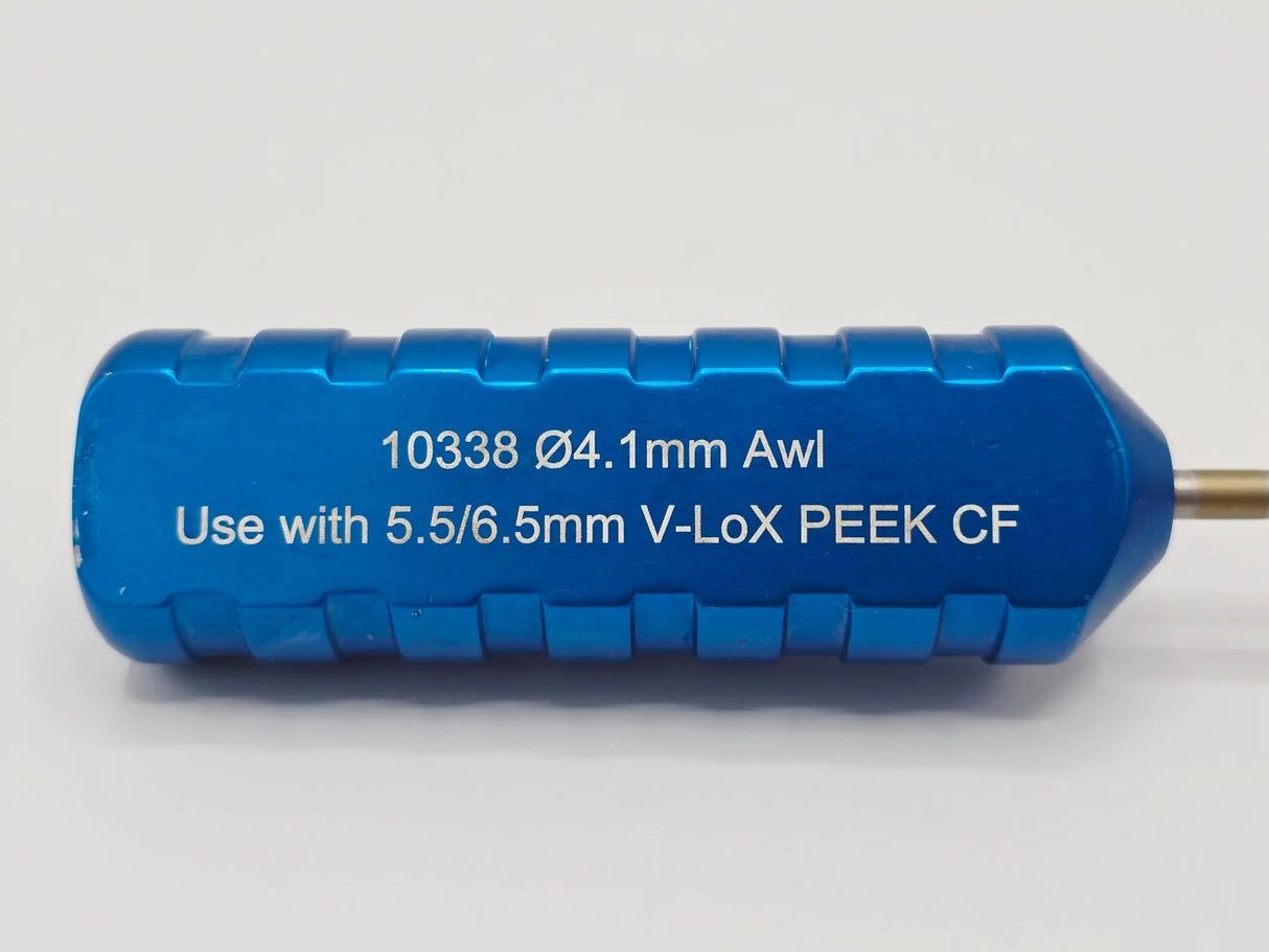 Parcus 10338 Awl 10.5in for 5.5 6.5mm V-LoX Peek CF Anchors Ortho 4.1mm Primis Medical