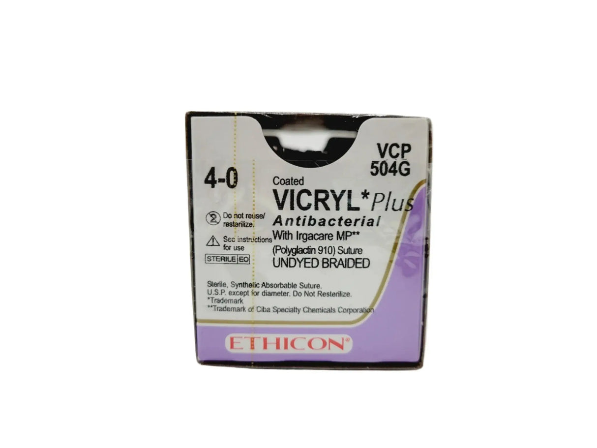 Ethicon VCP504G 4-0 COATED VICRYL PLUS UNDYED 1X18" P-2, Box of 12 Ethicon