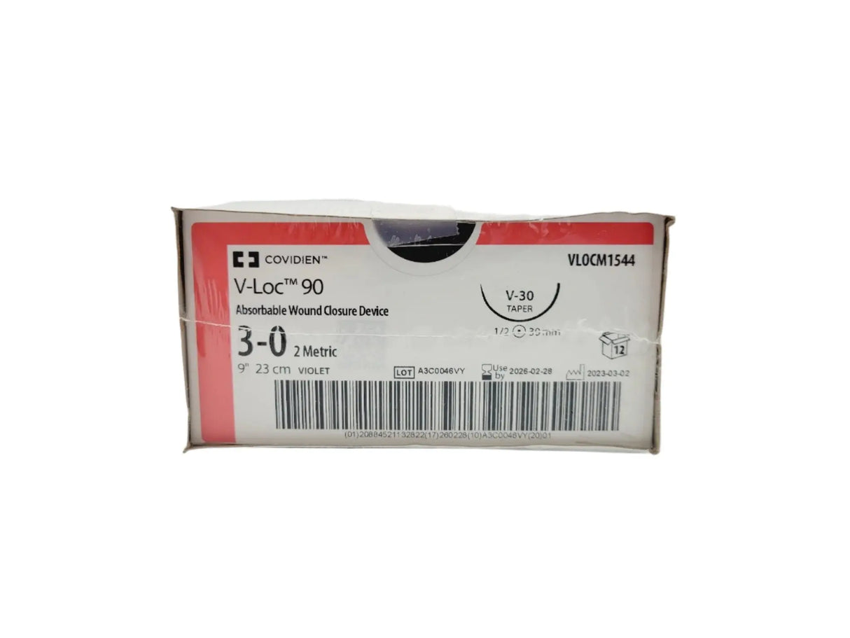 Covidien VLOCM1544 3-0 V-Loc 90 1X9" V-30 BARBED, Box of 12 Covidien