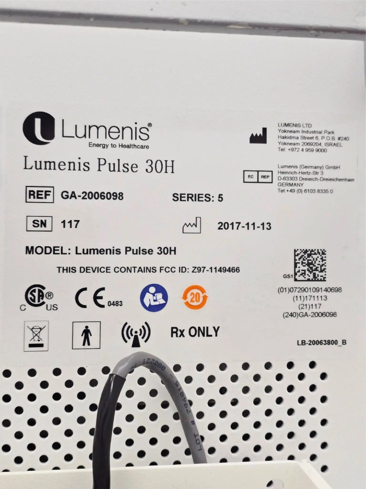 Lumenis Pulse 30H GA-2006098 Holmium Laser System Primis Medical