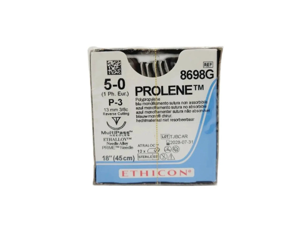 Ethicon 8698G 5-0 PROLENE BLUE 1X18" P-3 MULTIPASS Box of 12 Ethicon