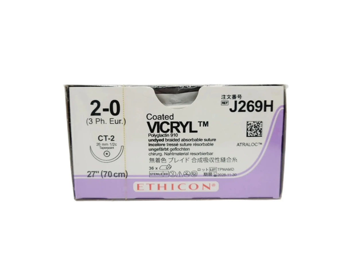 Ethicon J269H 2-0 COATED VICRYL UNDYED 1X27" CT-2 Box of 36 Ethicon