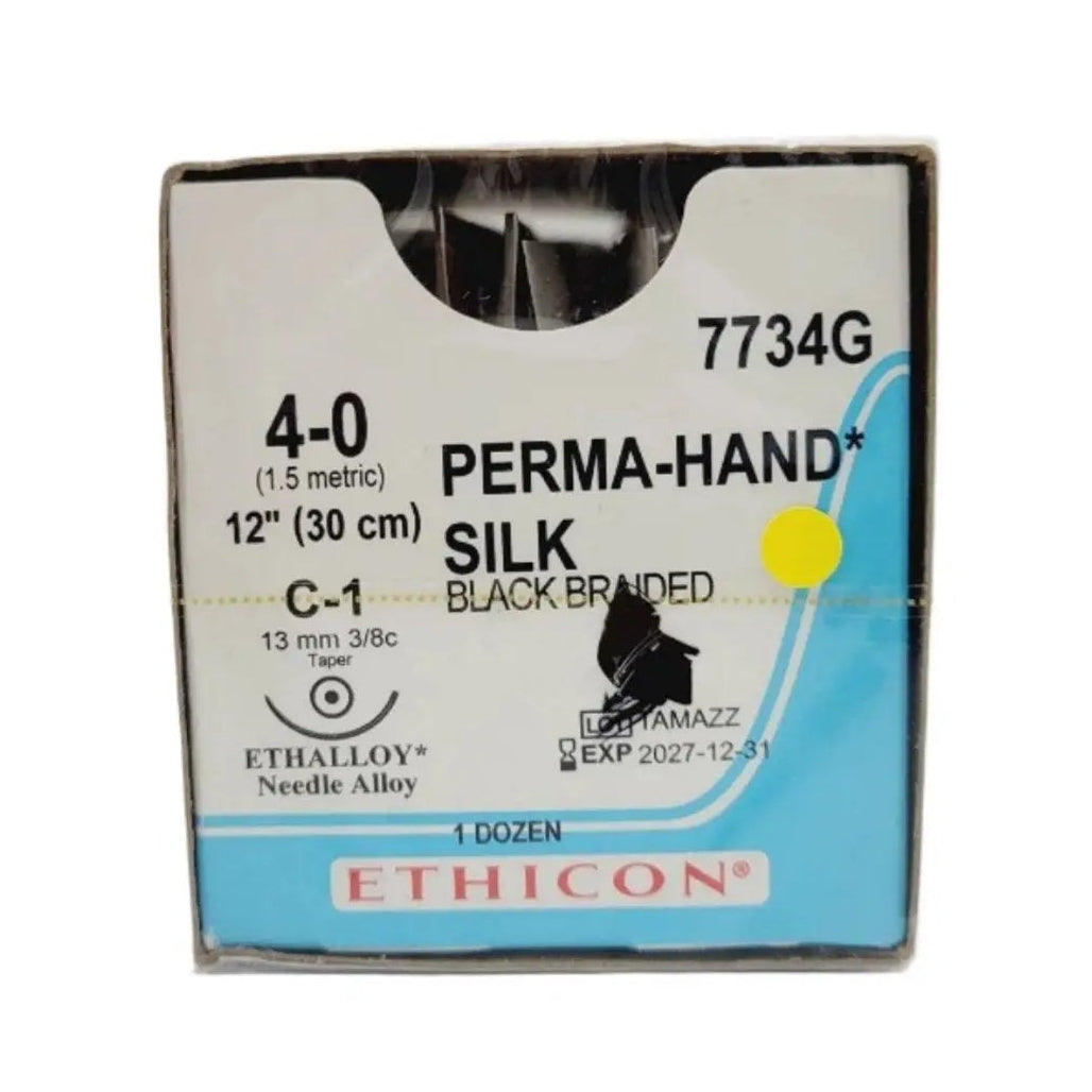 Ethicon 7734G 4-0 PERMA HAND BLACK 1X12" C-1 Box of 12 Ethicon