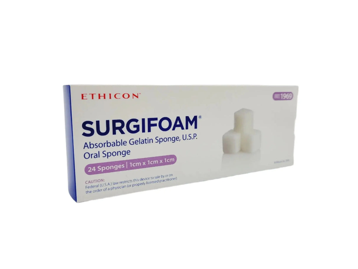 Ethicon 1969 SURGIFOAM 1cm Absorbable Gelatin Sponge, U.S.P. Box of 24 Ethicon