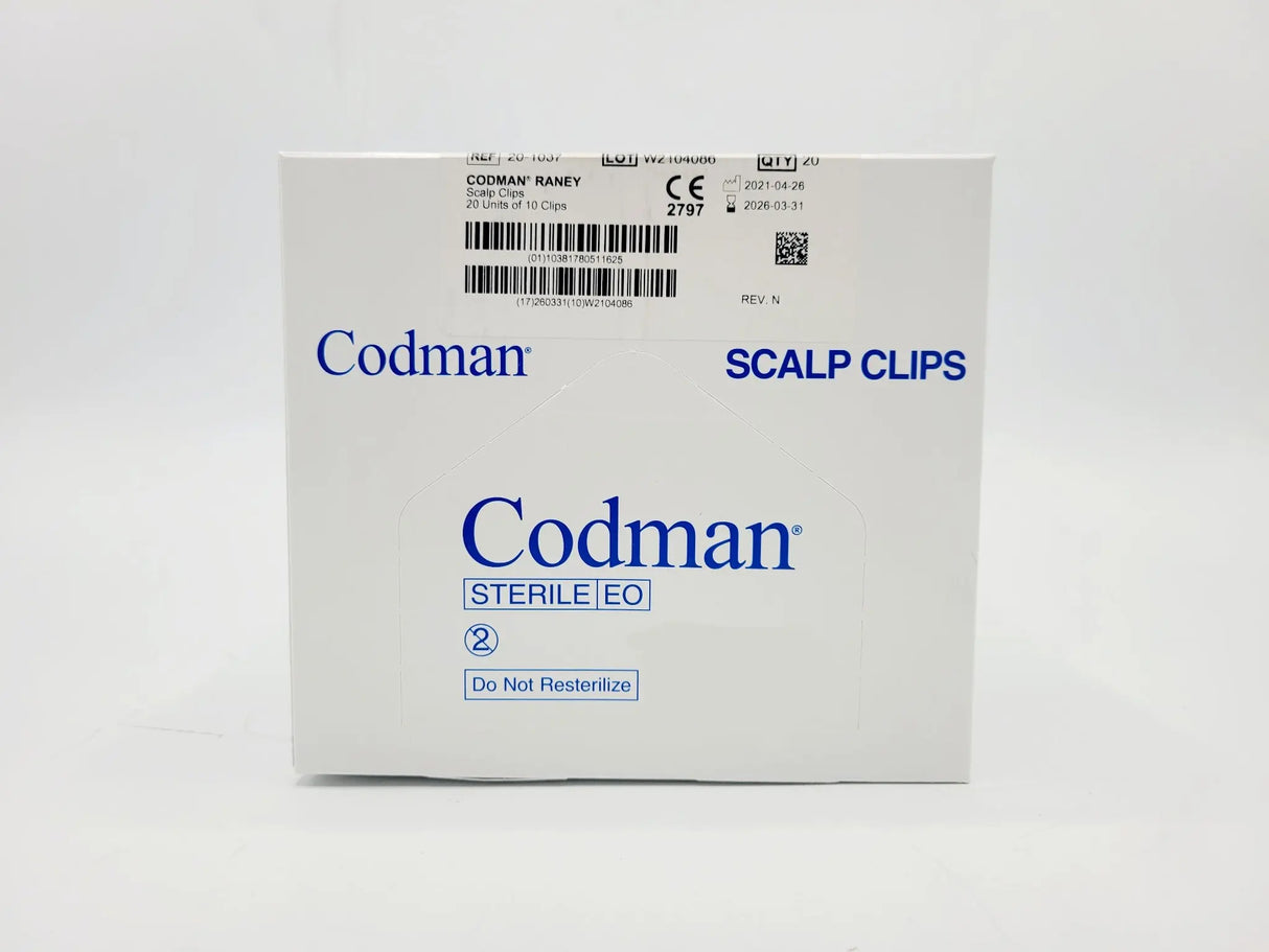 Codman 20-1037 RANEY Scalp Clips 10 Clips/Unit, Box of 20 Codman