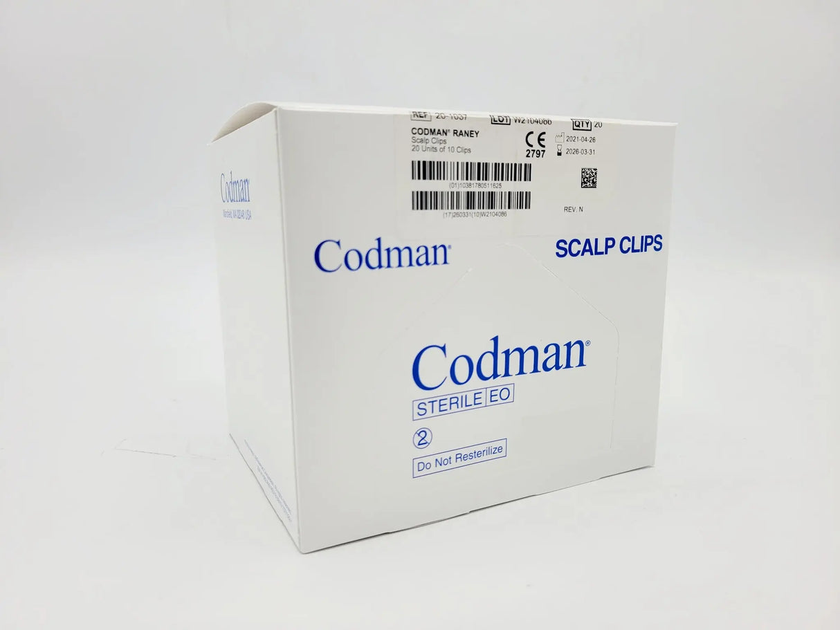 Codman 20-1037 RANEY Scalp Clips 10 Clips/Unit, Box of 20 Codman