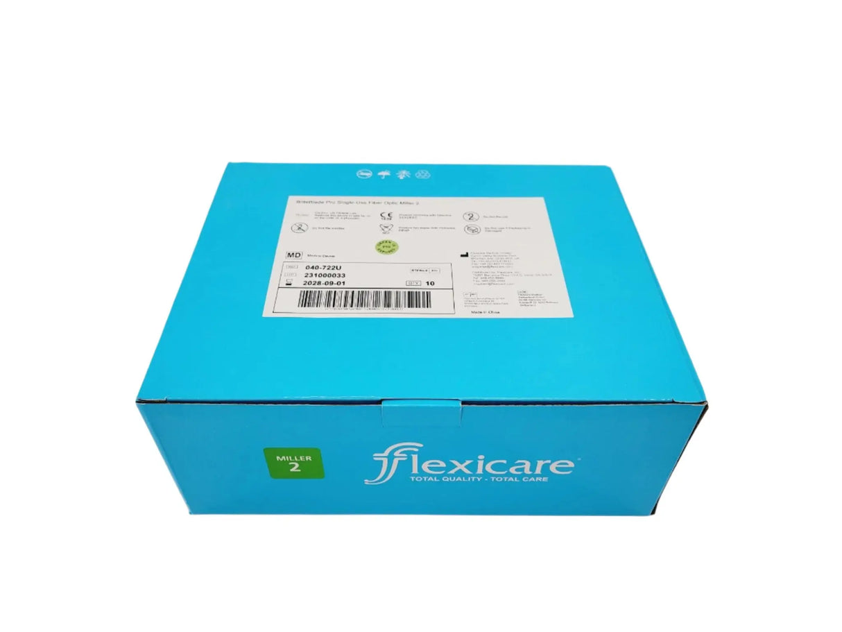 Flexicare 040-722U BriteBlade Pro Miller 2 Laryngoscope Blade Box of 10 Flexicare