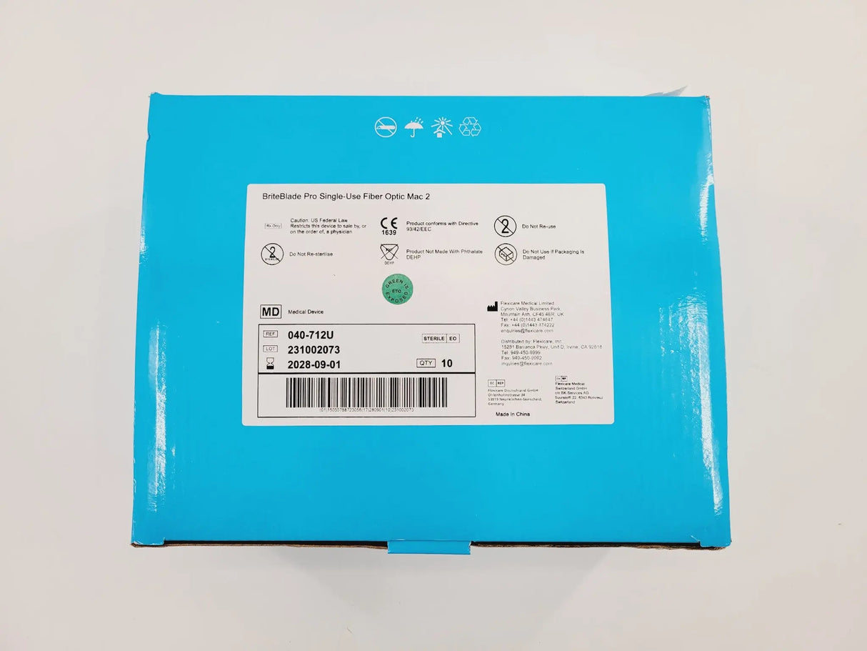 Flexicare 040-712U BriteBlade Pro Mac 2 Laryngoscope Blade Box of 10 Flexicare