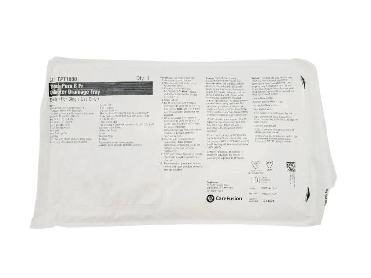 BD Carefusion TPT1000 Thora-Para Catheter Drainage Tray, 8Fr. CS/6 Carefusion