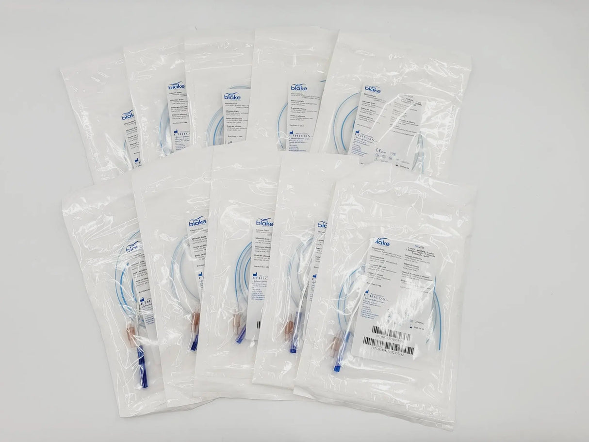 Ethicon 2229 Blake Silicone Drain 15 FR Round, Hubless w/ 3/16" Trocar Lot of 10 Ethicon
