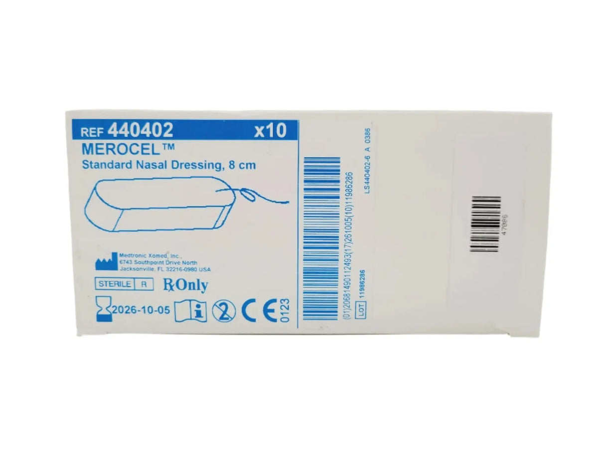 Medtronic XOMED 440402 MEROCEL Standard Nasal Dressing 8cm Box of 10 Medtronic