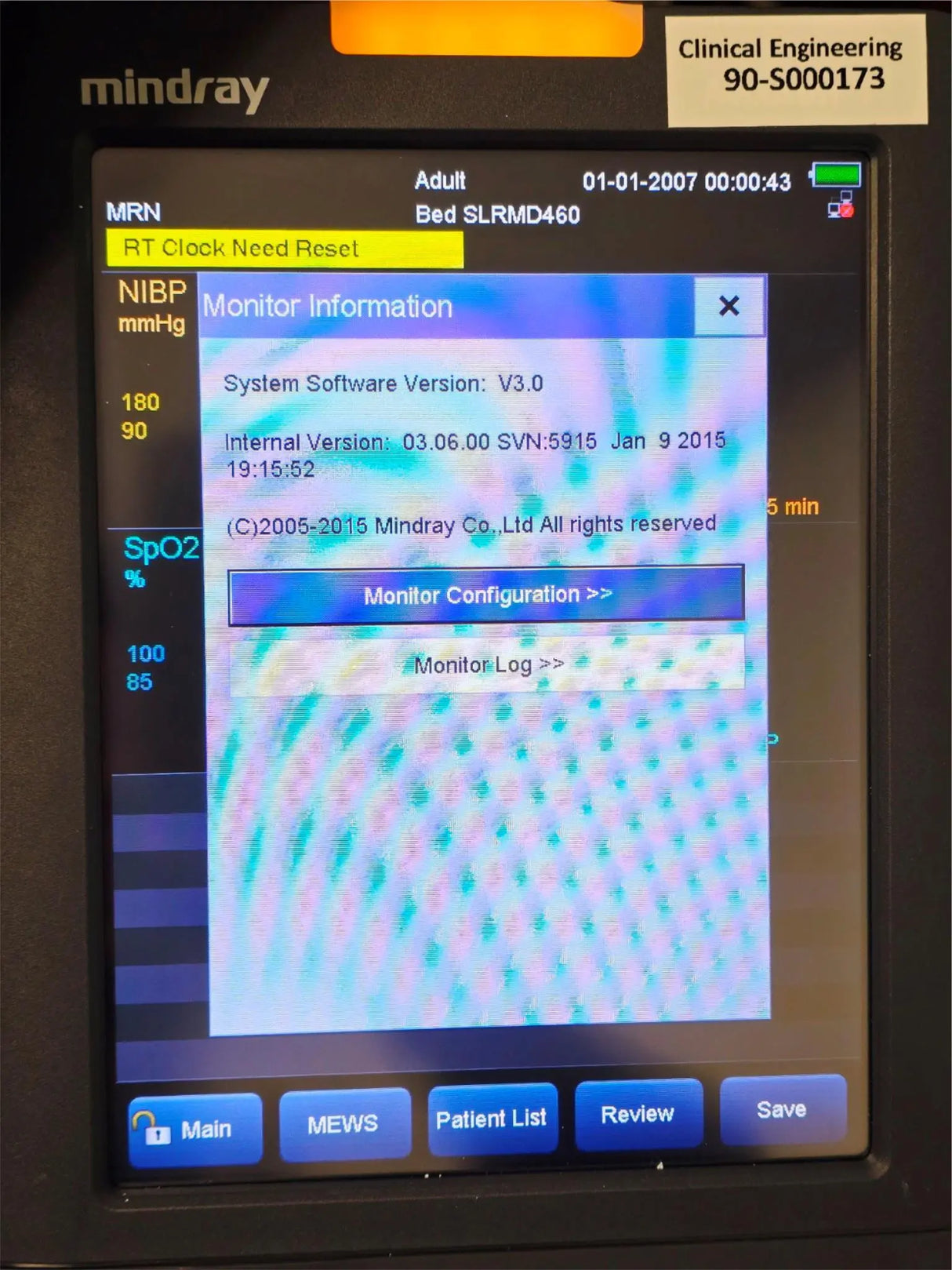 Mindray 6103F-PA00047 Vital Signs Monitor w/ Masimo SpO₂ & NIBP Accutorr 7 Mindray