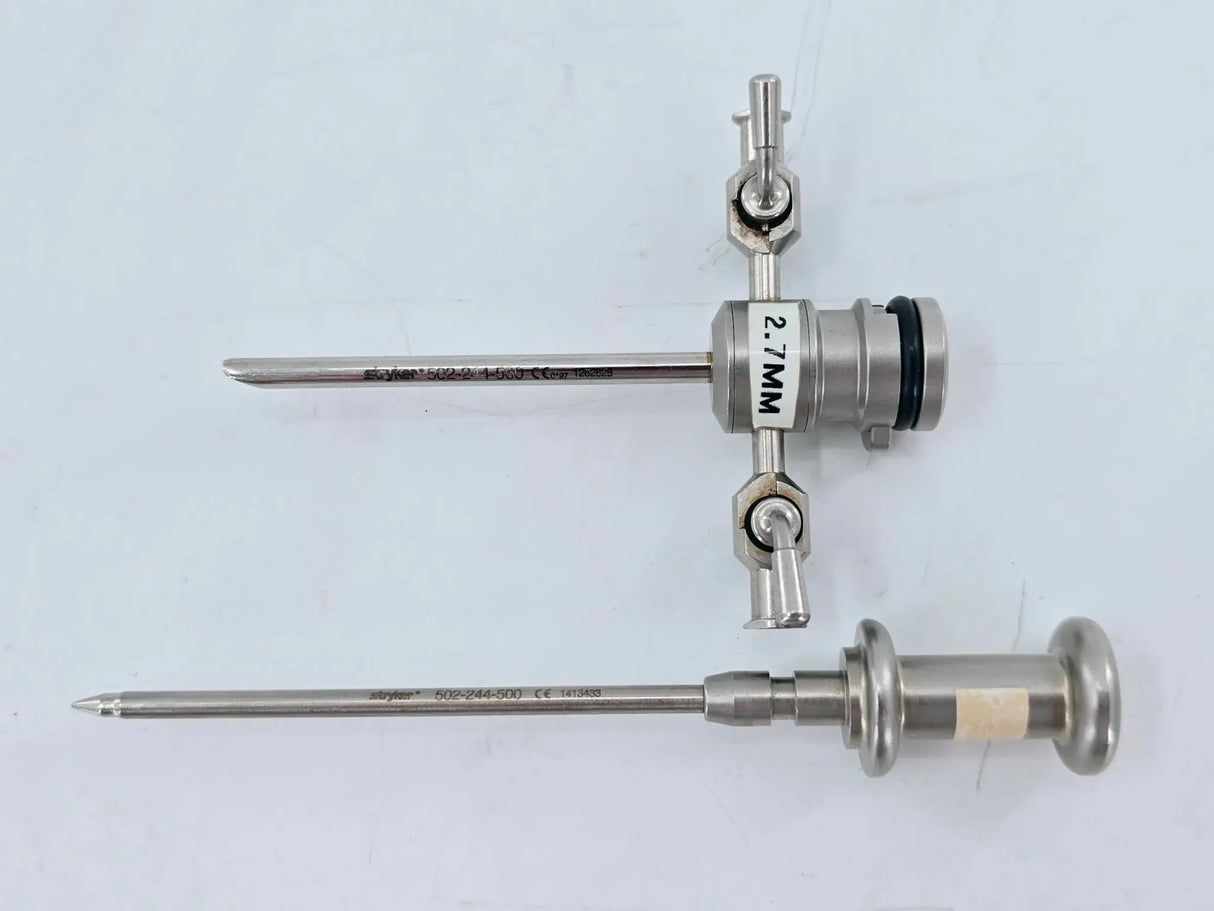 Stryker 502-244-560 4.0mm Cannula Dual Stopcocks w/ 502-244-500 Obturator 4-7/8" Stryker