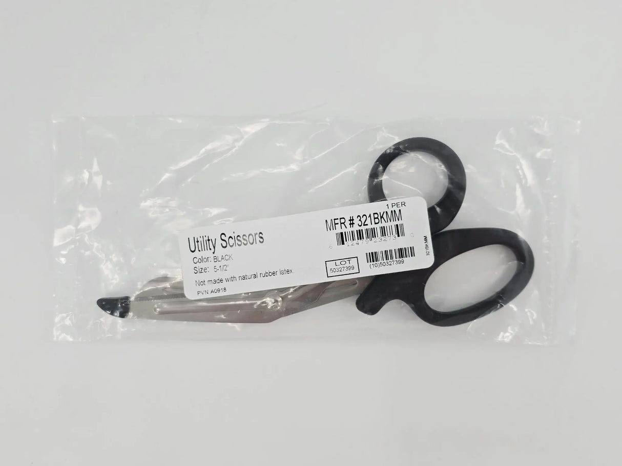 McKesson 321BKMM Medicut Trauma Shears Black Blunt Tip Finger Ring Handle 5-1/2" McKesson