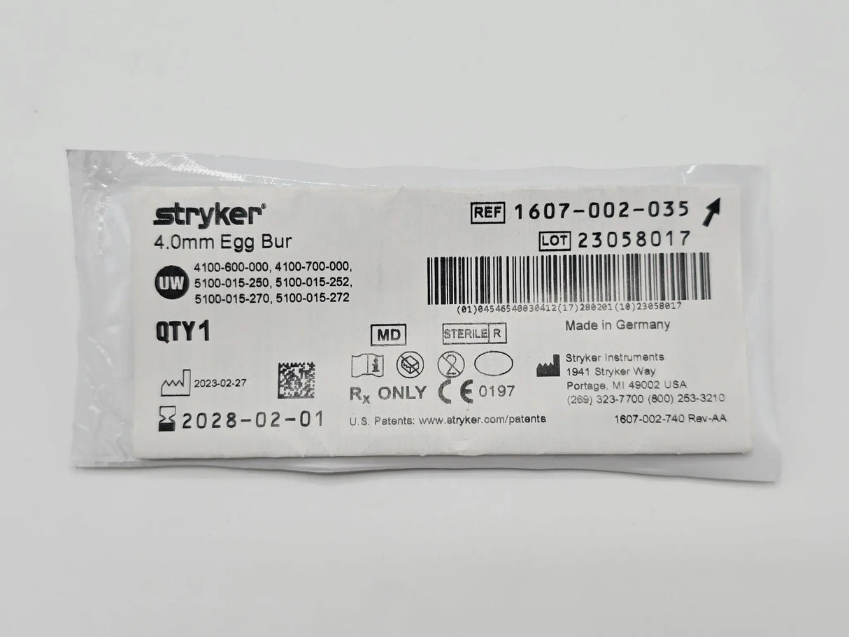 Stryker 1607-002-035 4.0mm Egg Bur Primis Medical