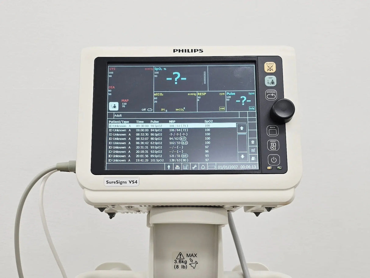 Philips SureSigns VS4 Vital Signs Monitor w/ NBP SpO2 Temp 863283 S/W: A.07.33 Primis Medical