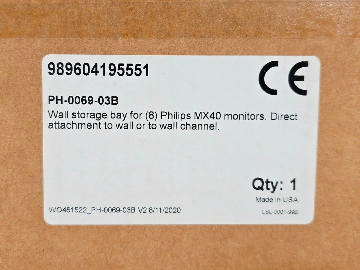 GCX PH-0069-03B Philips MX40/ Telemetry Device Wall Mount Storage Bay 8 Devices Primis Medical