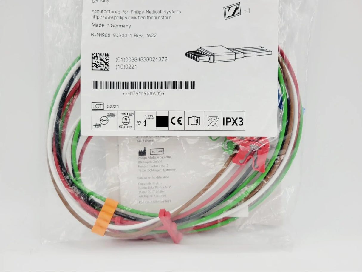 Philips M1968A 5 Lead Grabber Leadset AAMI ICU Cable 5.2" NEW Primis Medical