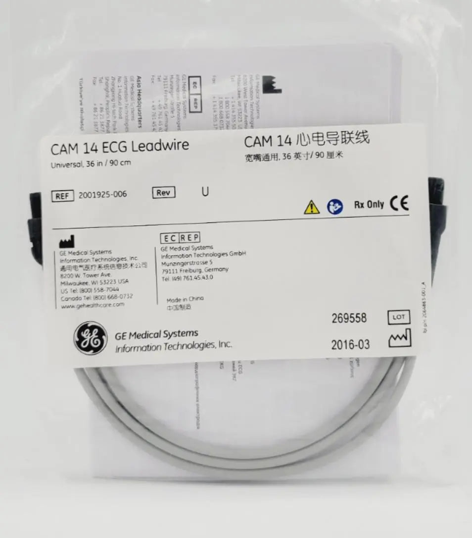 GE 2001925-006 CAM 14 ECG Leadwire Universal 36" Rev U GE