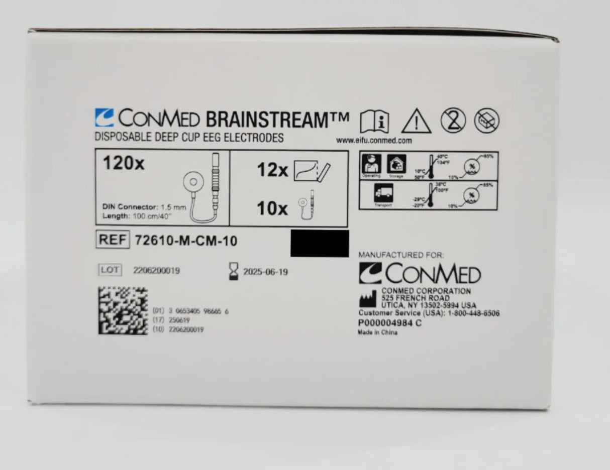 ConMed 72610-M-CM-10 Brainstream Disposable Deep Cup EEG Electrodes 12/BX ConMed