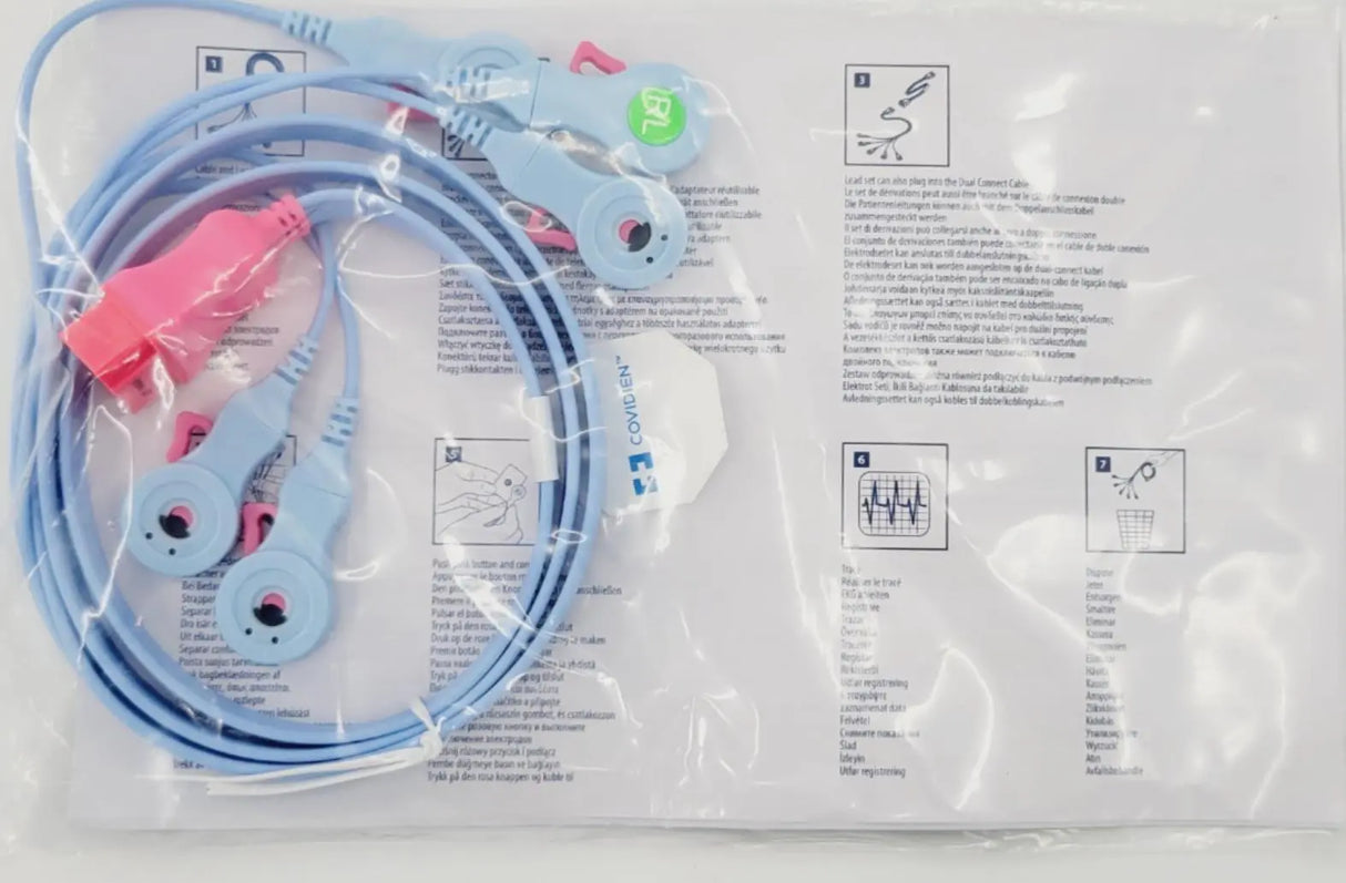 Covidien 33136RT36 Kendall DL Disposable Lead Set 3' Box of 10 Covidien