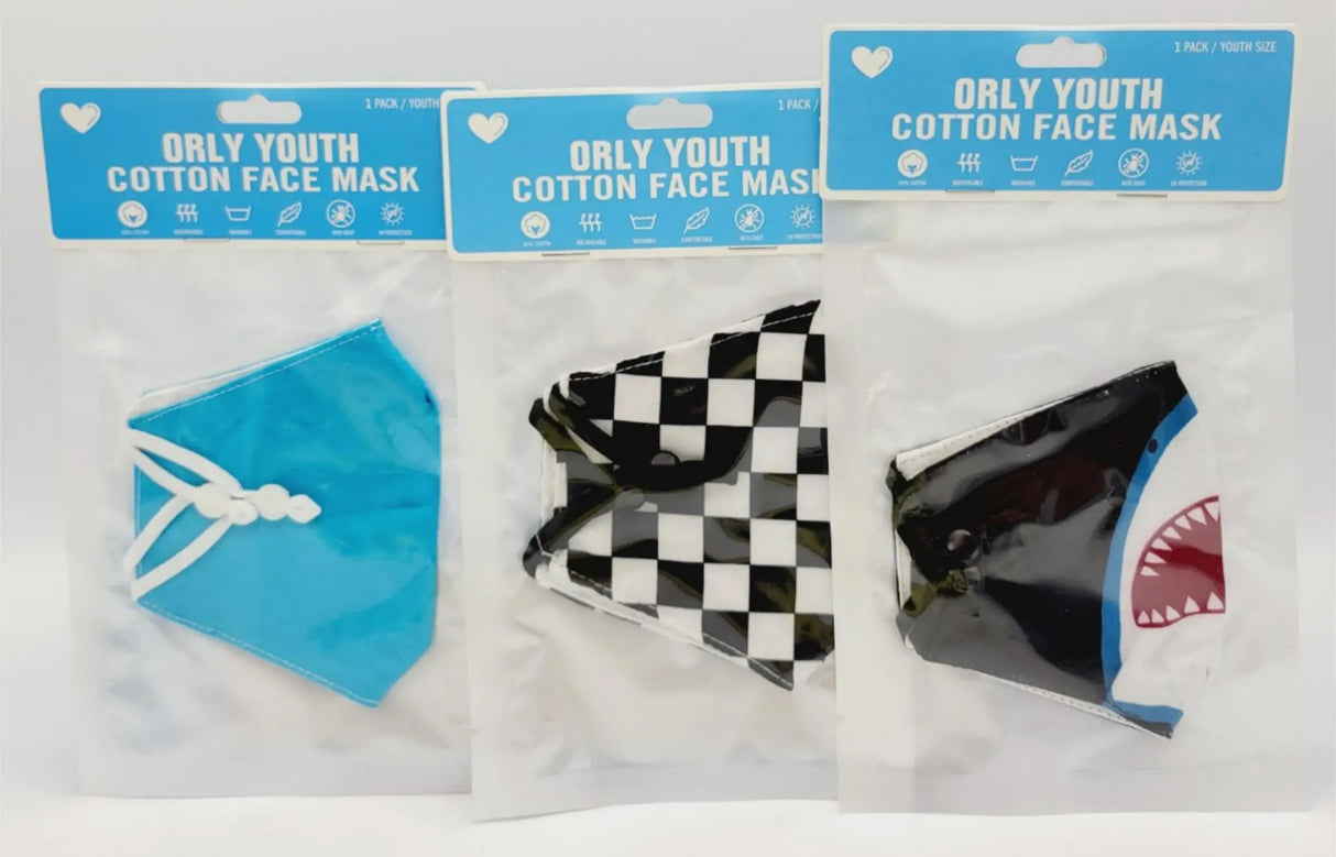 Orly (6 Pack) 100% Cotton Reusable Kids Face Masks Covering Eco-Friendly HB-0044 Orly