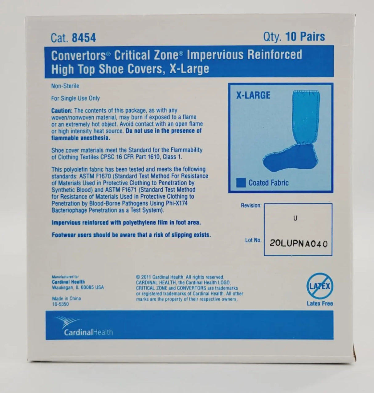 Cardinal Health 8454 High Top Shoe Covers X-Large Latex Free 80/CS Cardinal Health