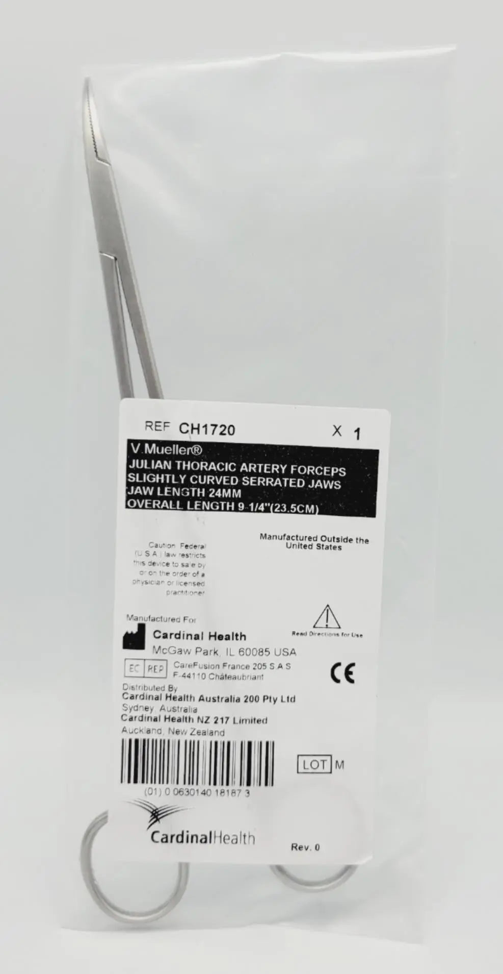 V. Mueller CH1720 Julian Thoracic Artery Forceps Slightly Curved Serrated V. Mueller