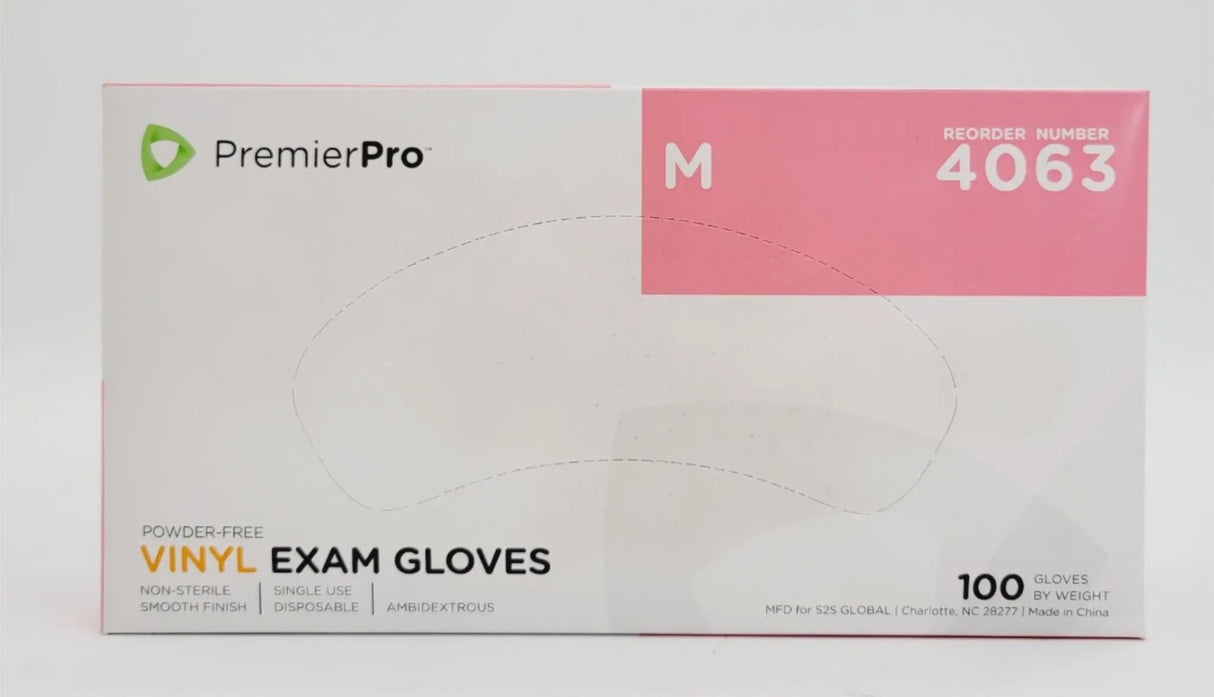 PremierPro Platinum Stretch Vinyl Exam Gloves 4063 Medium 1000/CS PremierPro