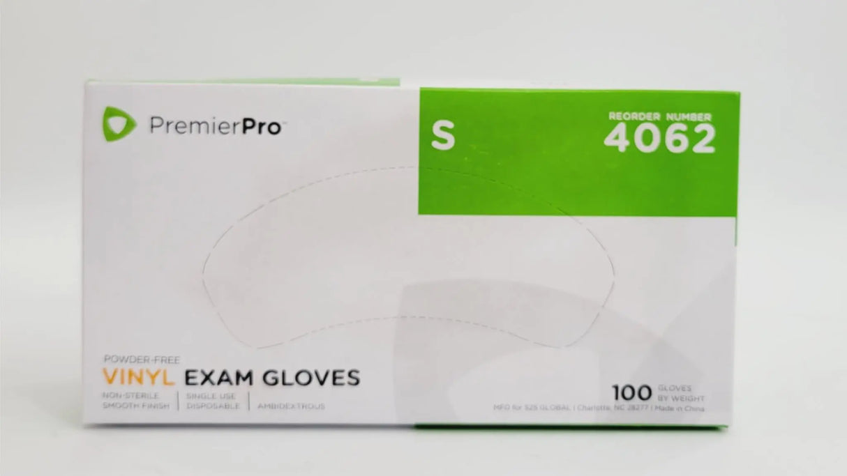 PremierPro Platinum Stretch Vinyl Exam Gloves 4062 Small 1000/CS PremierPro