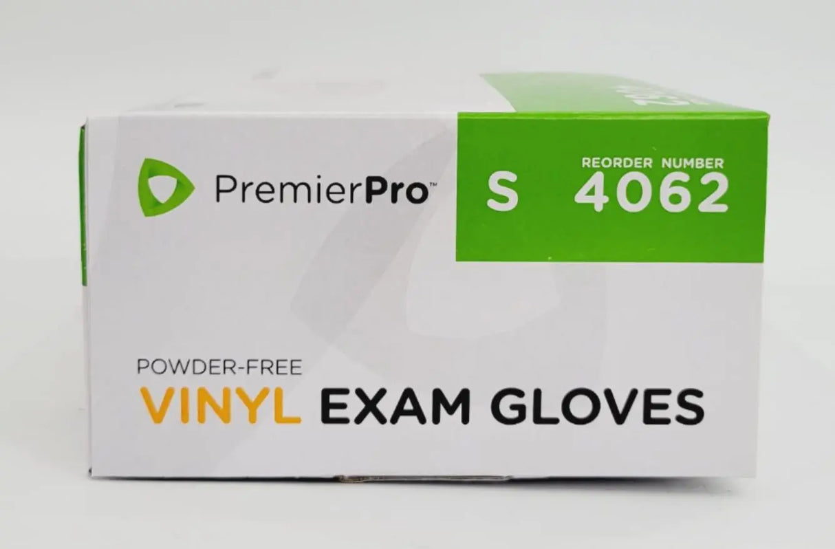 PremierPro Platinum Stretch Vinyl Exam Gloves 4062 Small 1000/CS PremierPro
