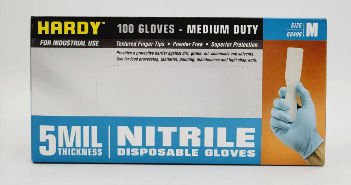 Hardy 5MIL Nitrile Disposable Gloves Medium for Industrial Use 1000/CS Hardy