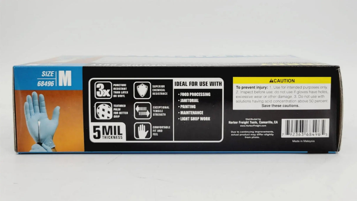 Hardy 5MIL Nitrile Disposable Gloves Medium for Industrial Use 1000/CS Hardy